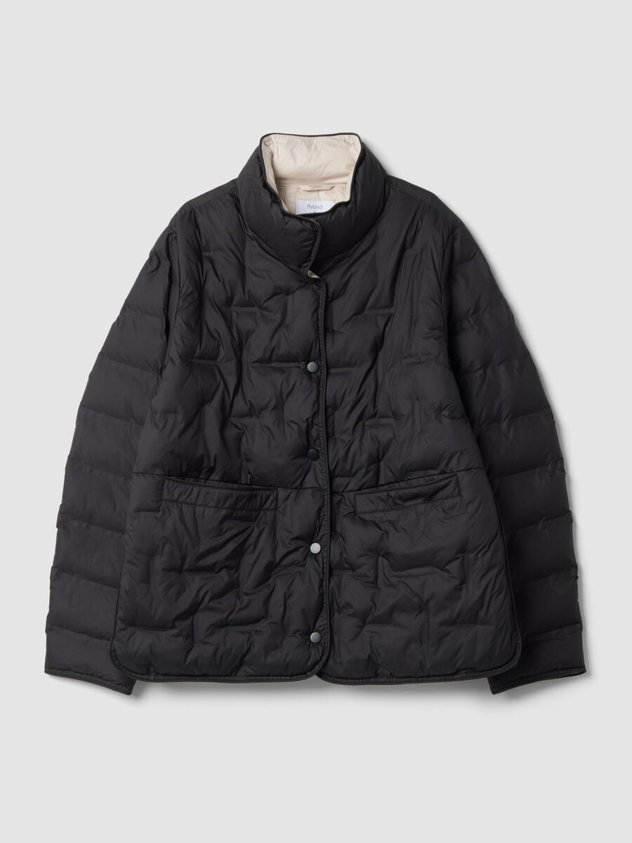 Giacca nera imbottita regular fit con collo alto_0