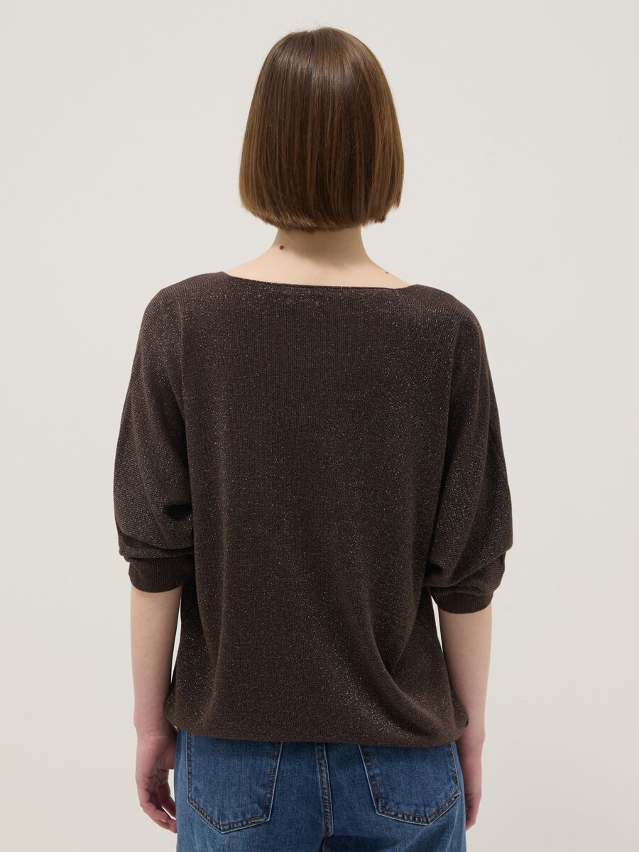 Brown modal blend regular fit top with sparkling design_3