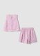 Pink stretch-fabric set with top and shorts_1