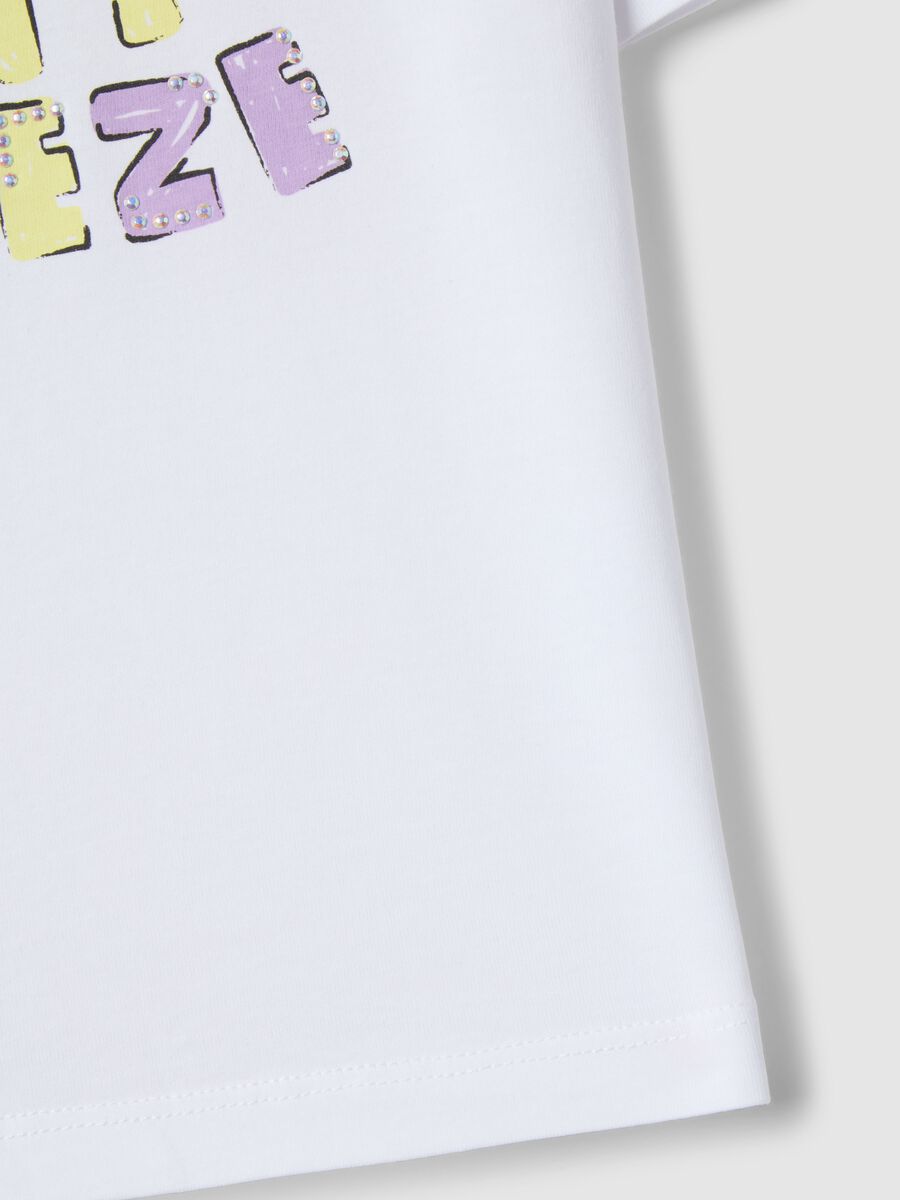 Girls' white pure cotton t-shirt regular fit with print_3