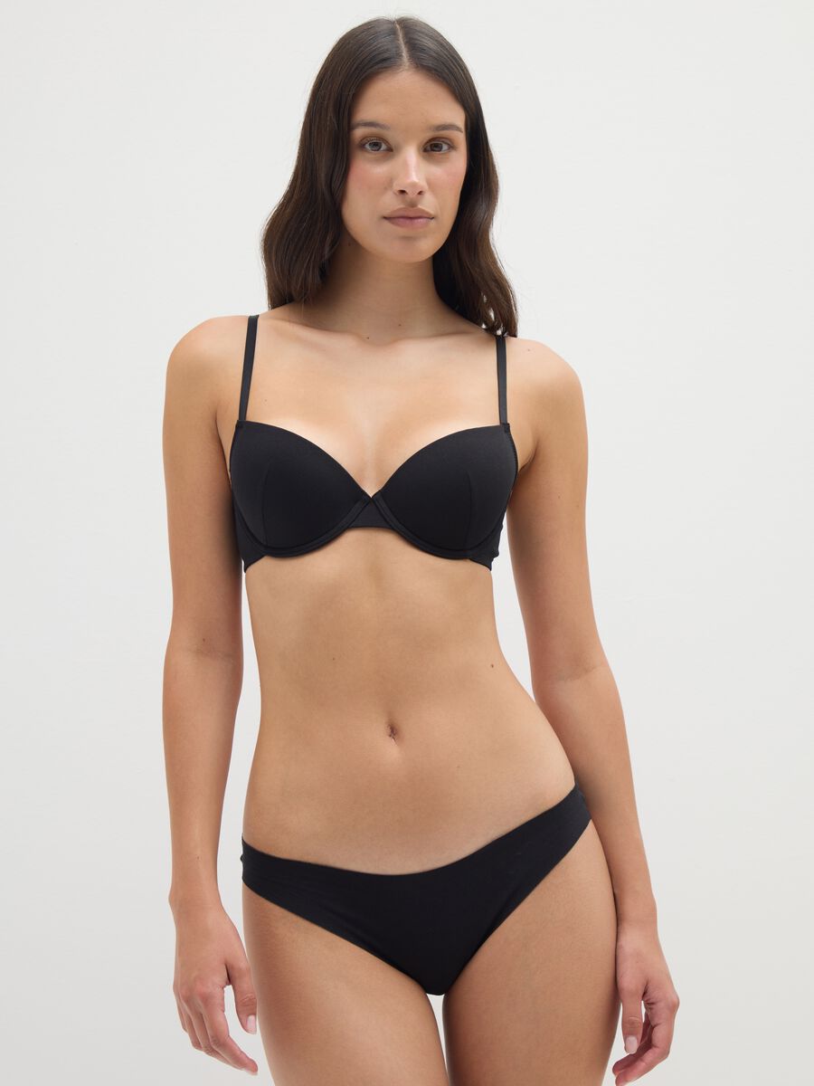 Slip in cotone elasticizzato nero regular fit_0