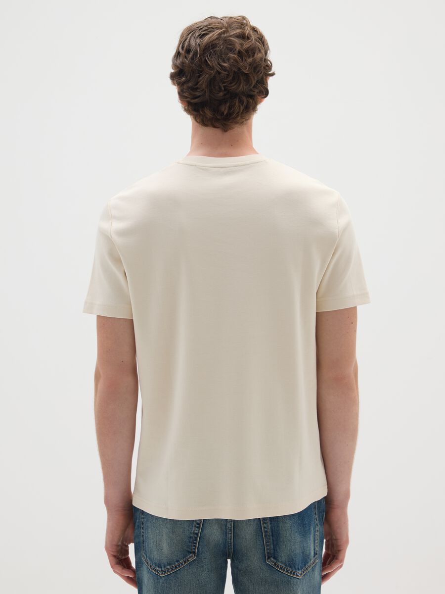 Regular fit beige pure cotton T-shirt_2