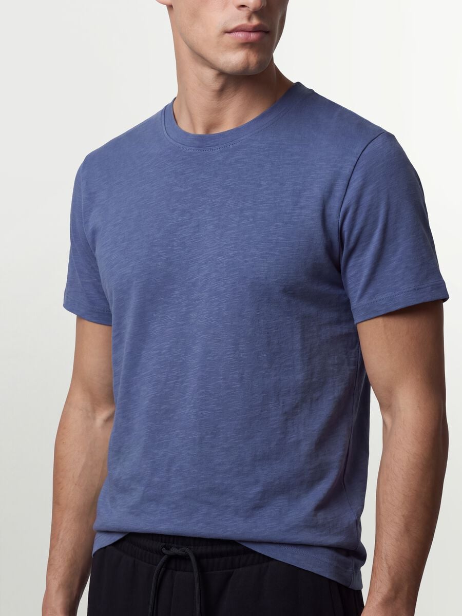 T-shirt viola in puro cotone a maniche corte regular fit_1