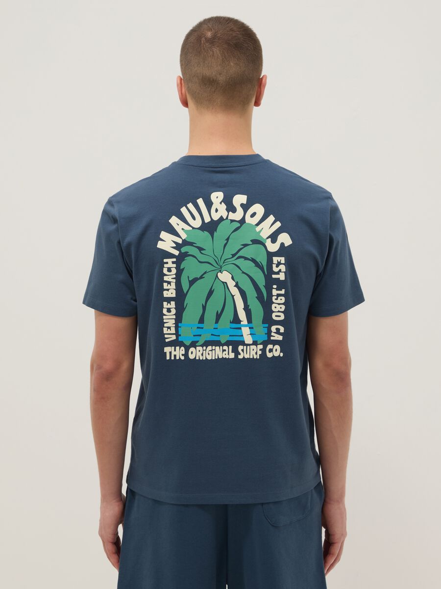 T-shirt blu a maniche corte in puro cotone_2