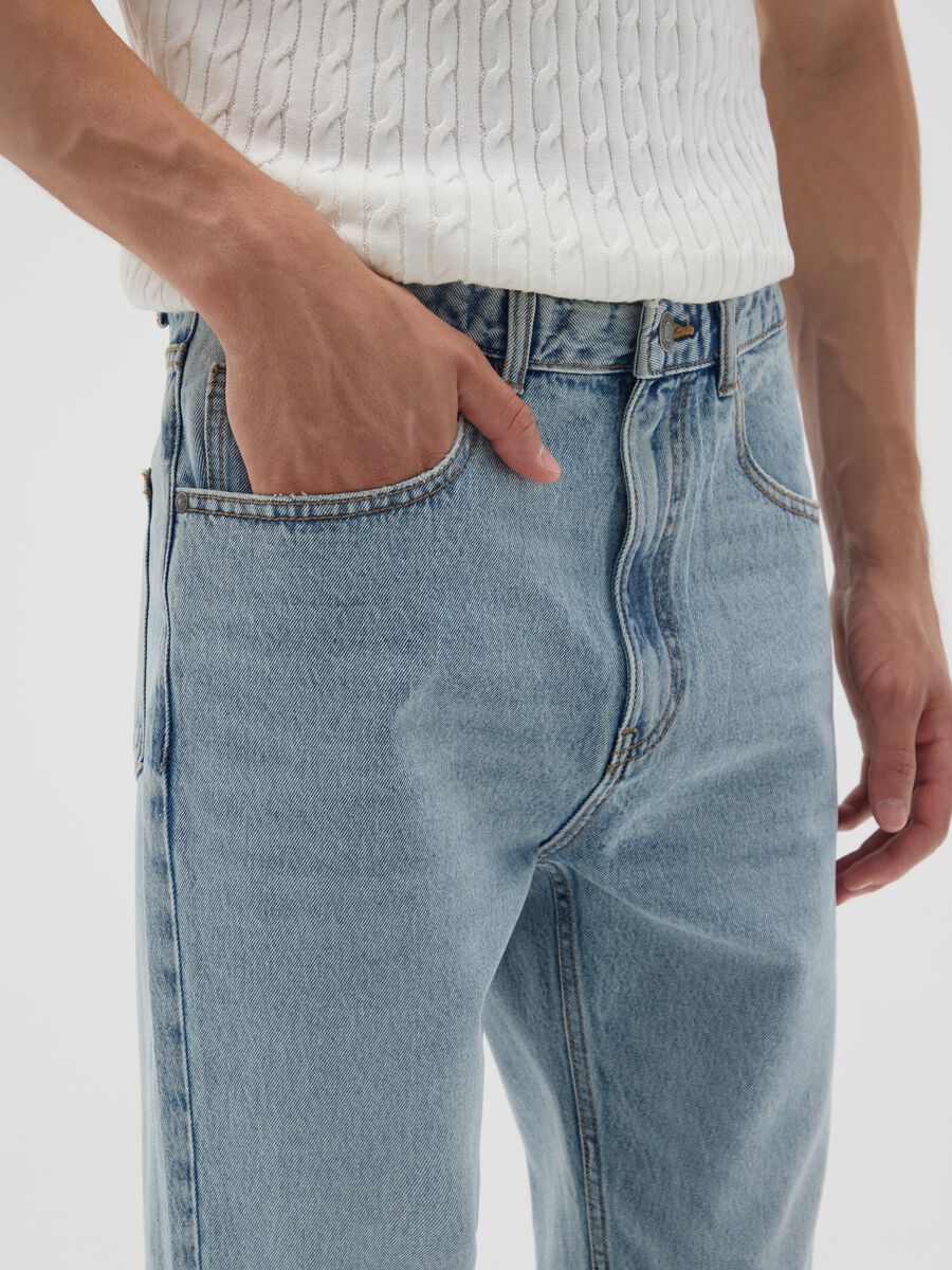 Pure Cotton Denim Carrot Fit Jeans_3