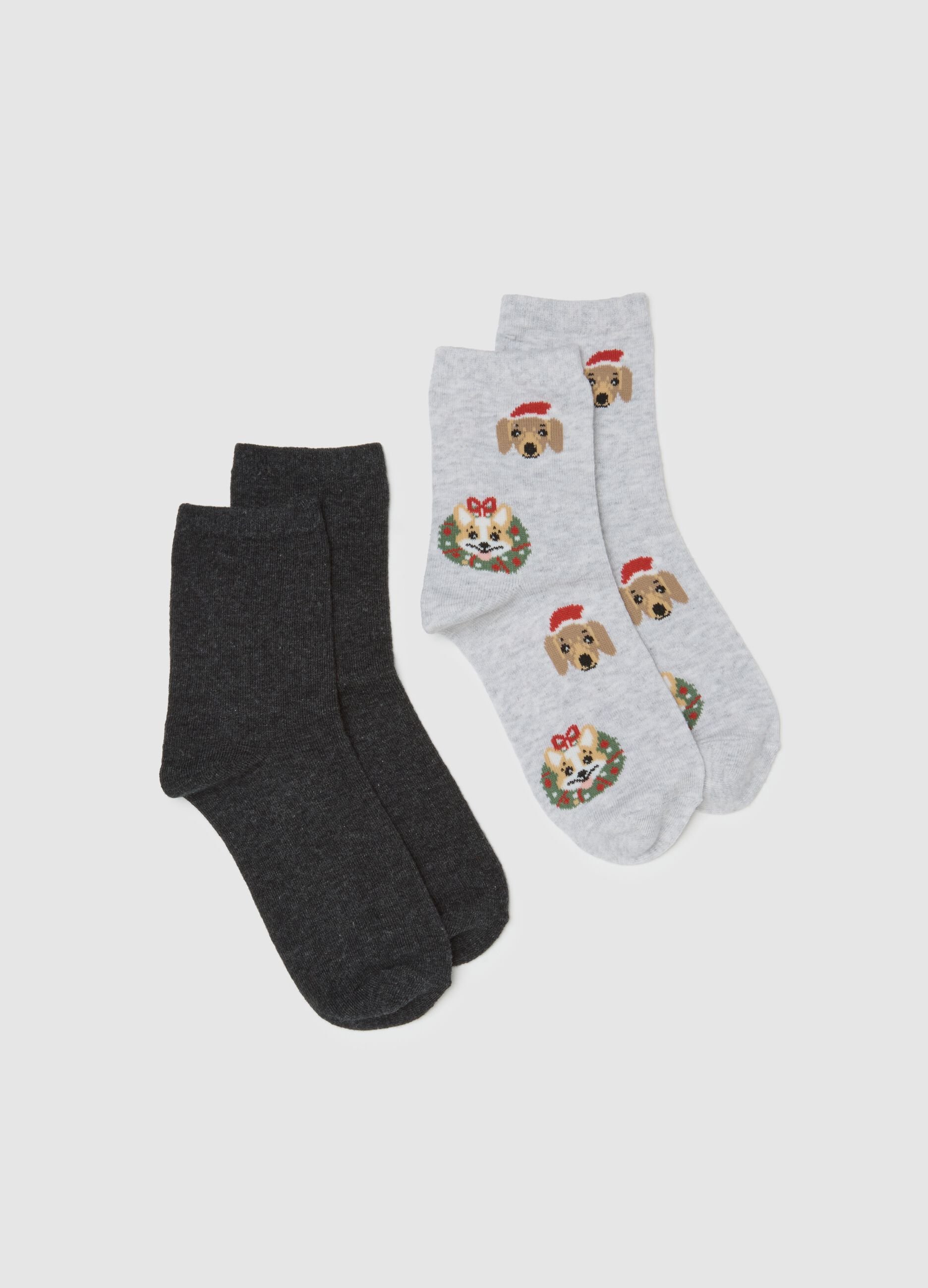 Multicolour Cotton Blend Christmas Short Socks Twin Pack
