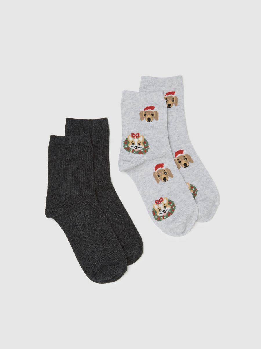 Multicolour Cotton Blend Christmas Short Socks Twin Pack_0