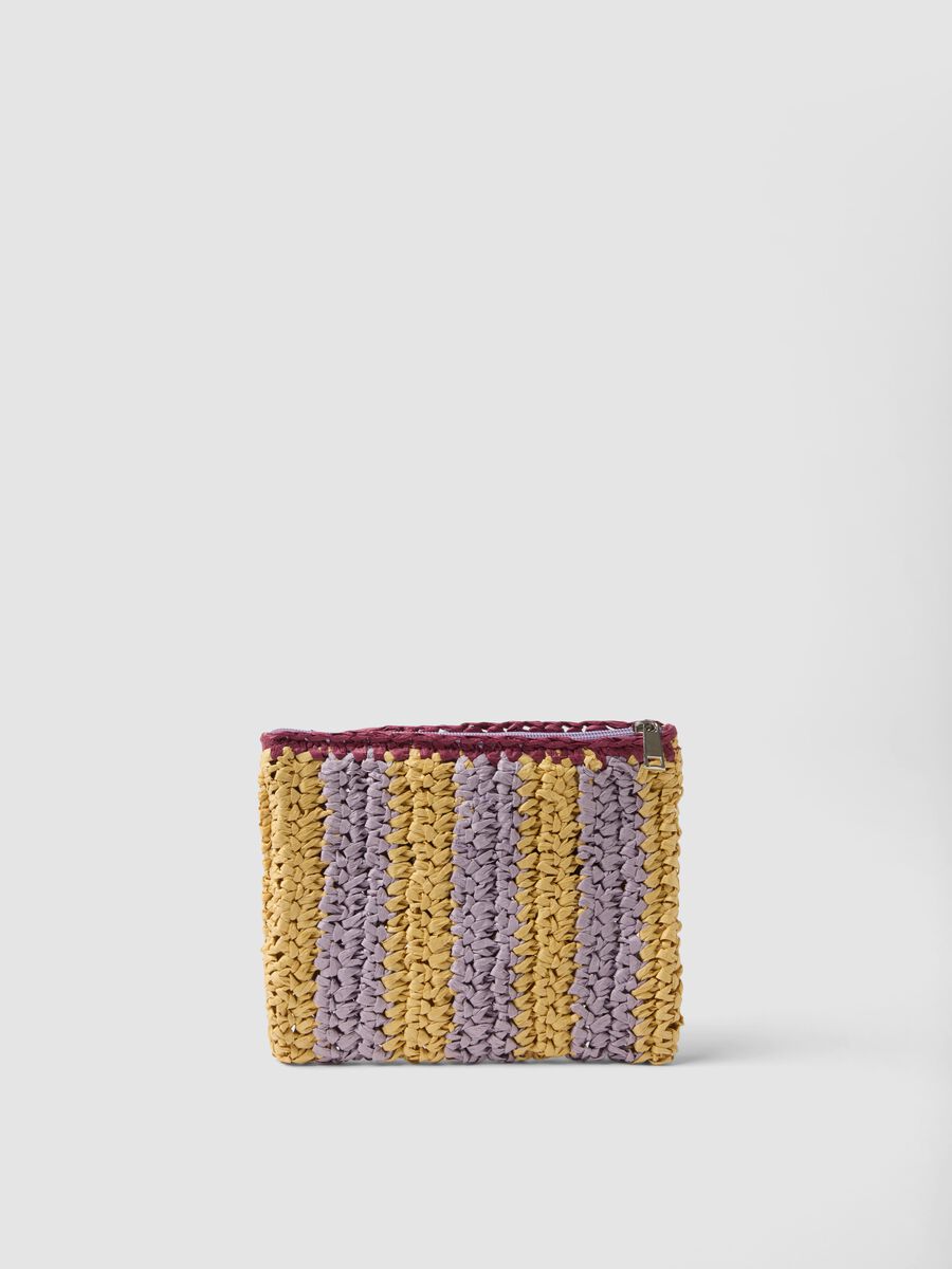 Multicolour clutch in pure woven paper fabric with slogan_1