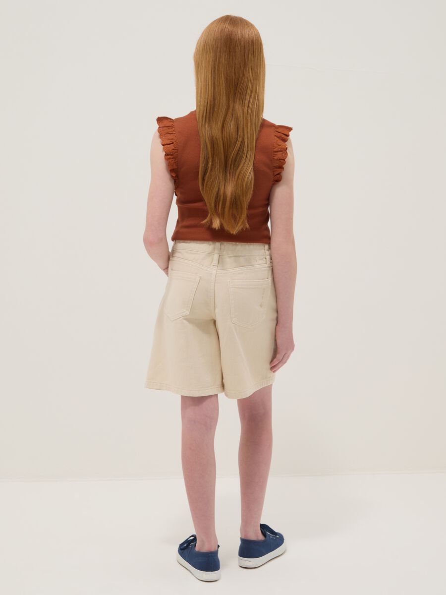 Shorts in puro cotone beige da ragazza regular fit_1