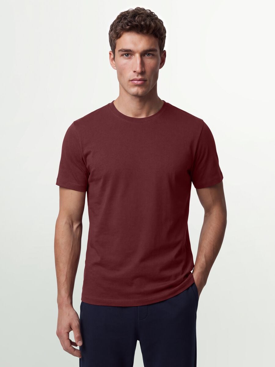 T-shirt rossa in puro cotone organico jersey regular fit_0