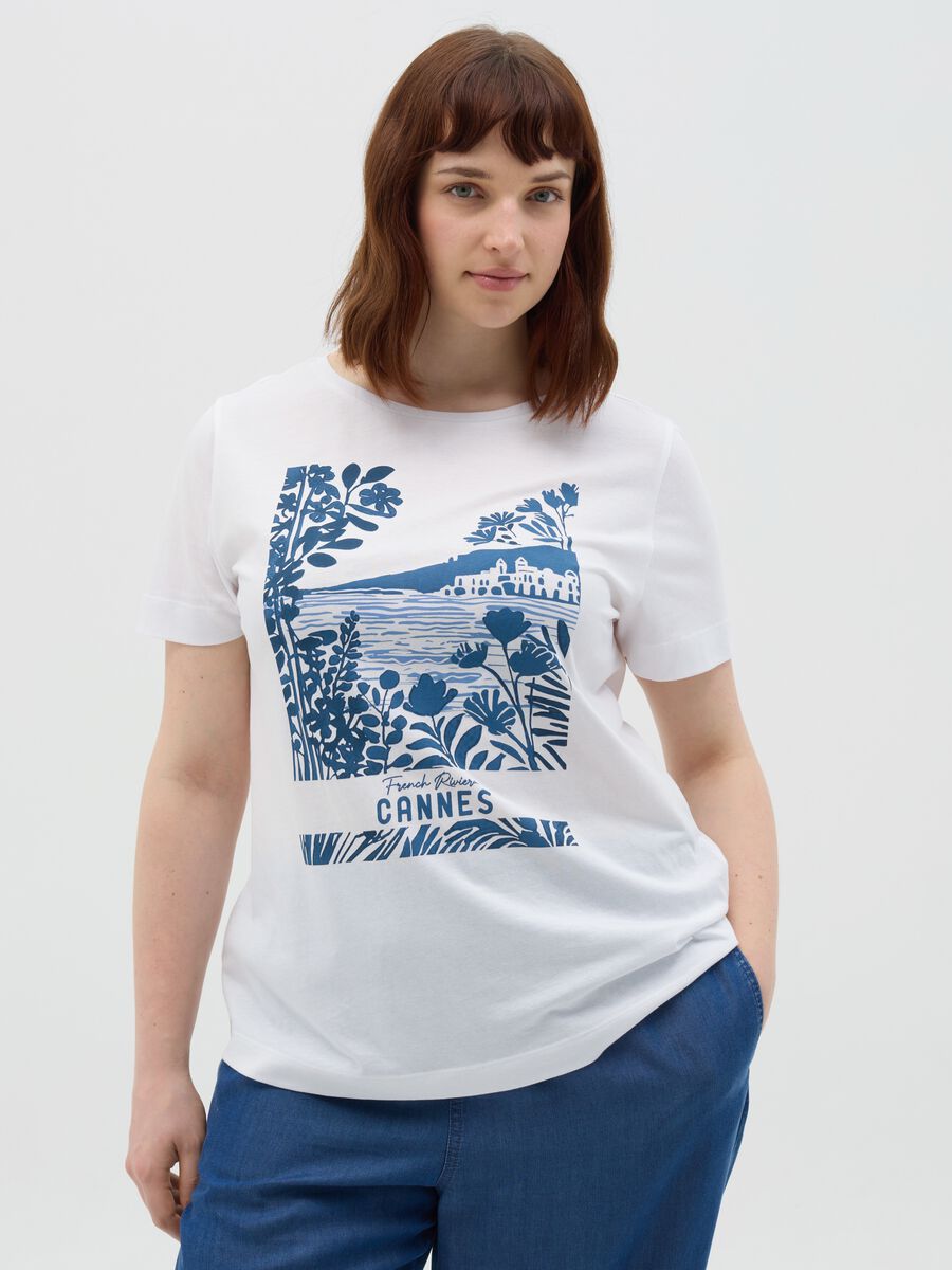 T-shirt da donna in puro cotone multicolor regular fit con stampa_0
