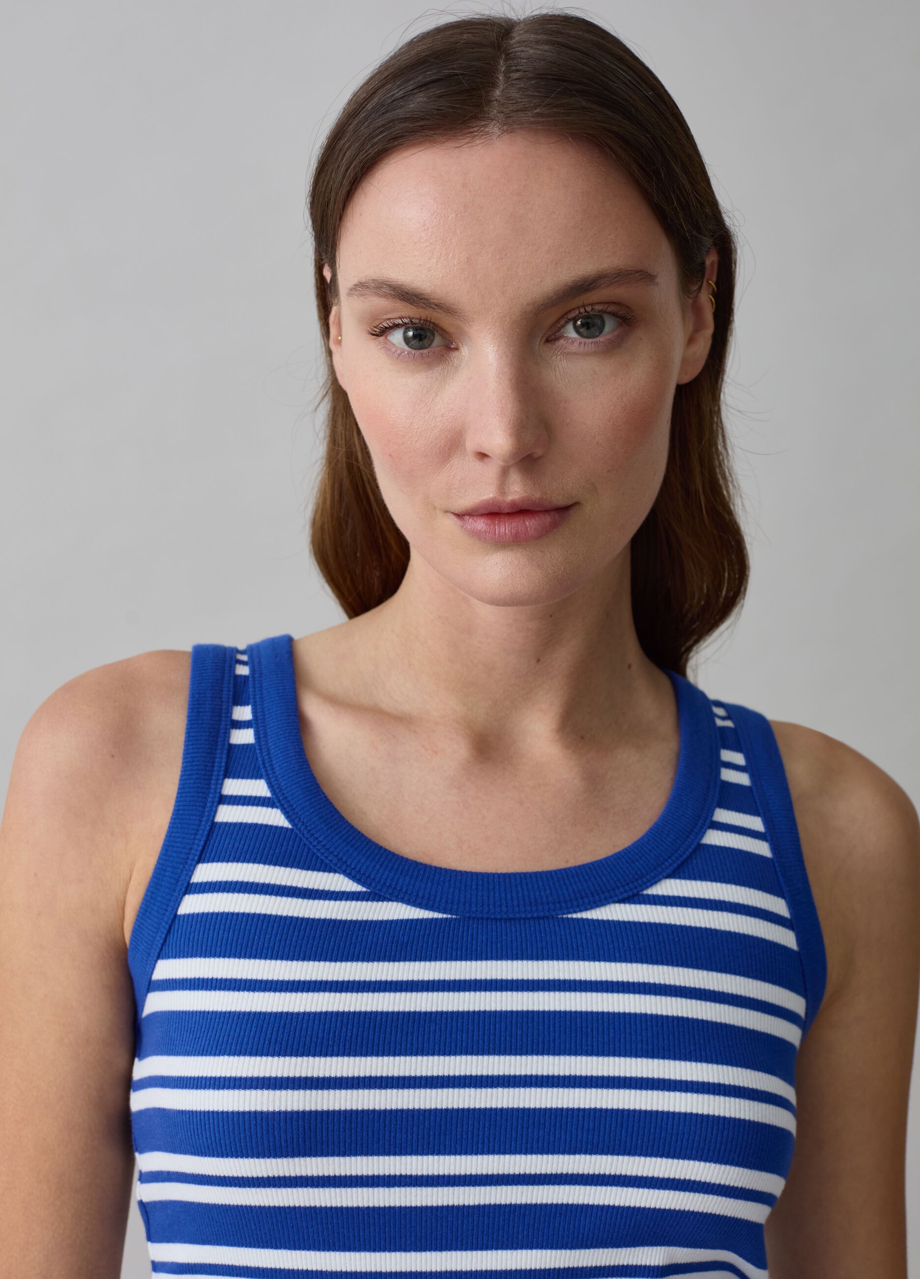 Ribbed tank top with striped pattern