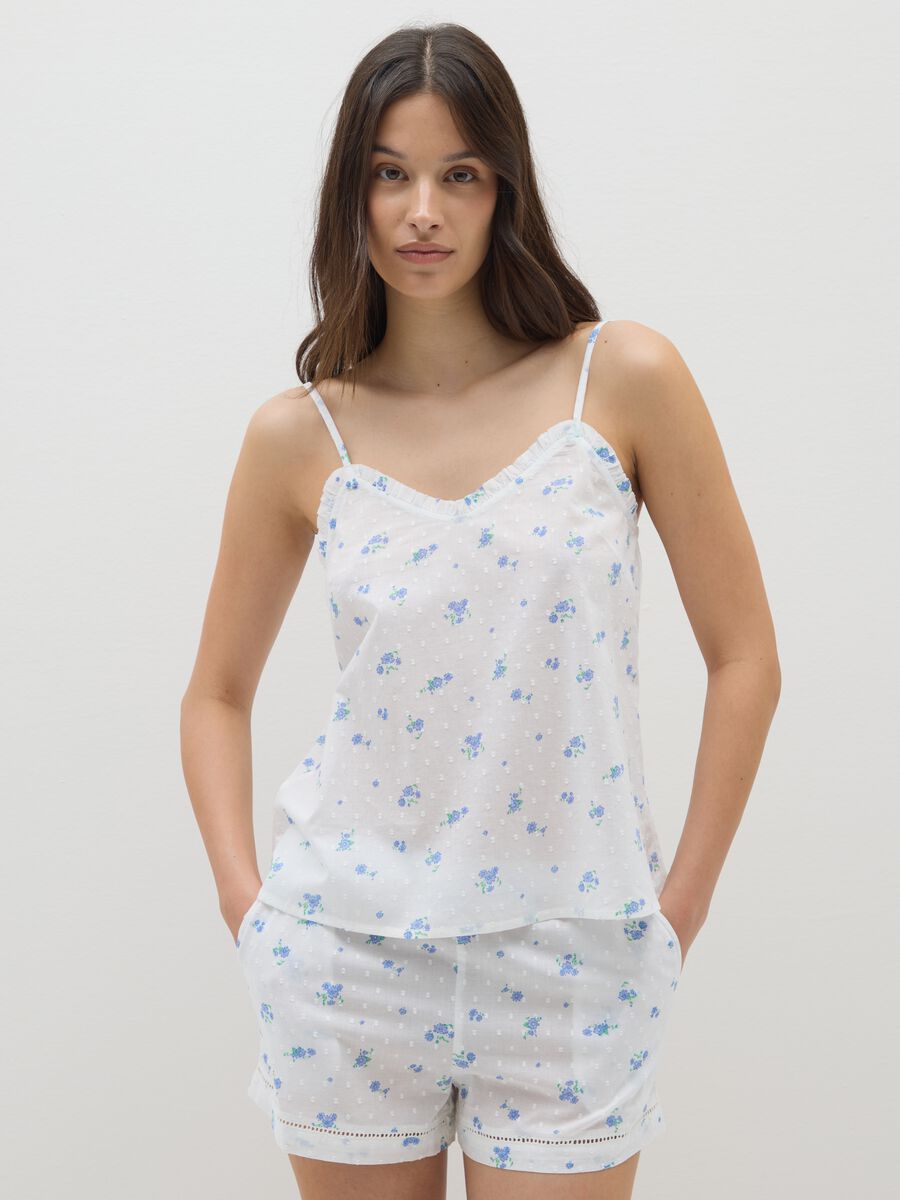 Pigiama da donna in puro cotone bianco regular fit_1