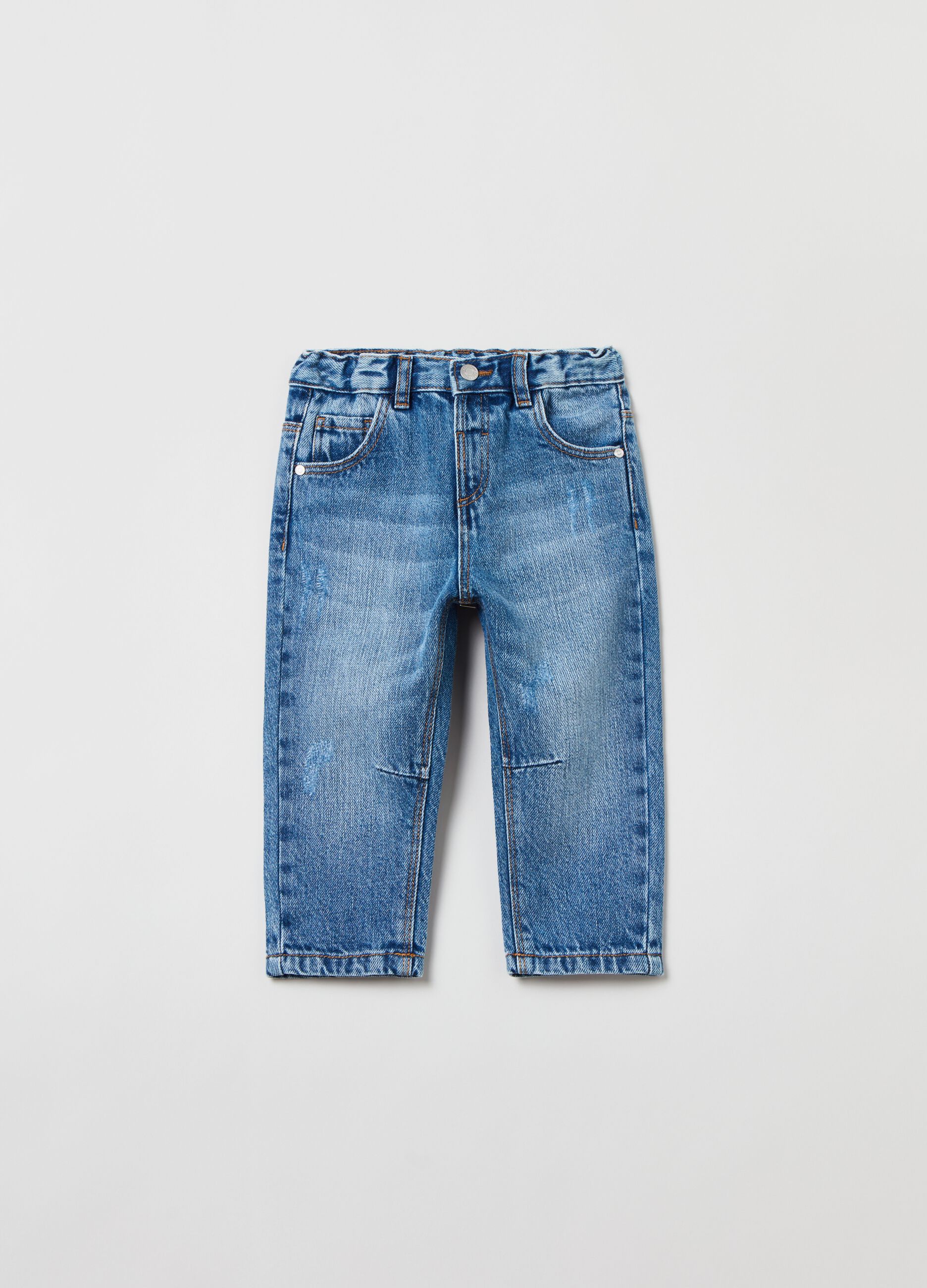 Jeans cinque tasche con abrasioni_0