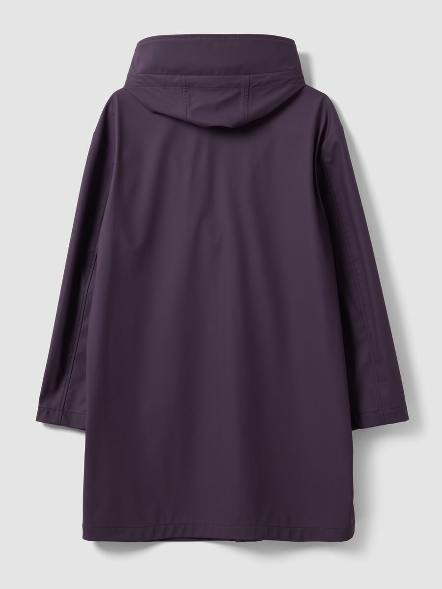 Giacca lunga viola con cappuccio e zip_5