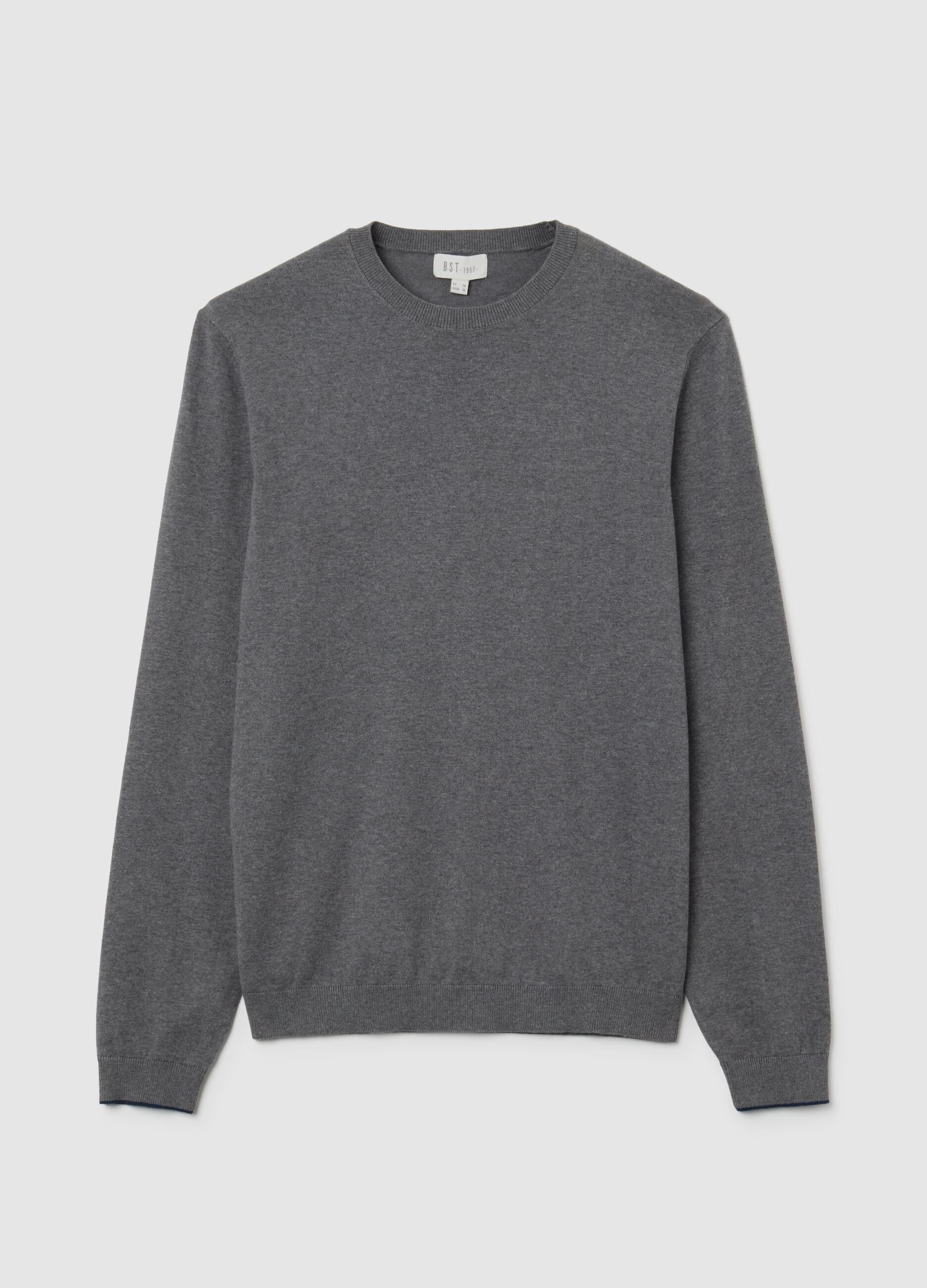 Grey cotton blend jumper regular fit