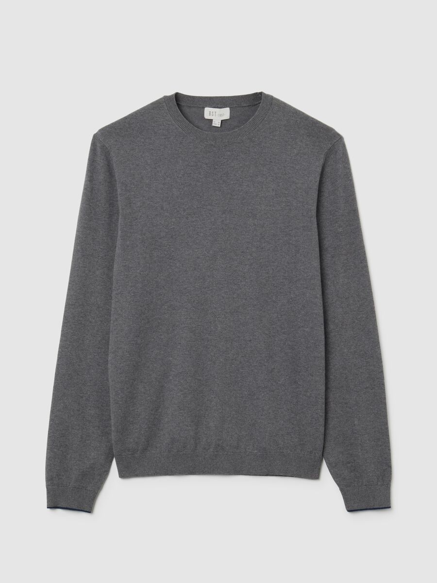 Grey cotton blend jumper regular fit_0