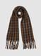 Brown checked scarf with fringes_0