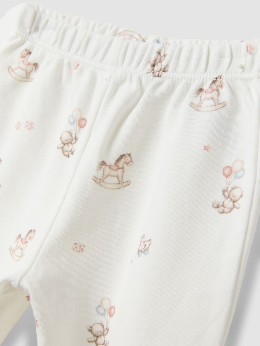 Bipack di leggings rosa e bianco in cotone organico con piedini_2