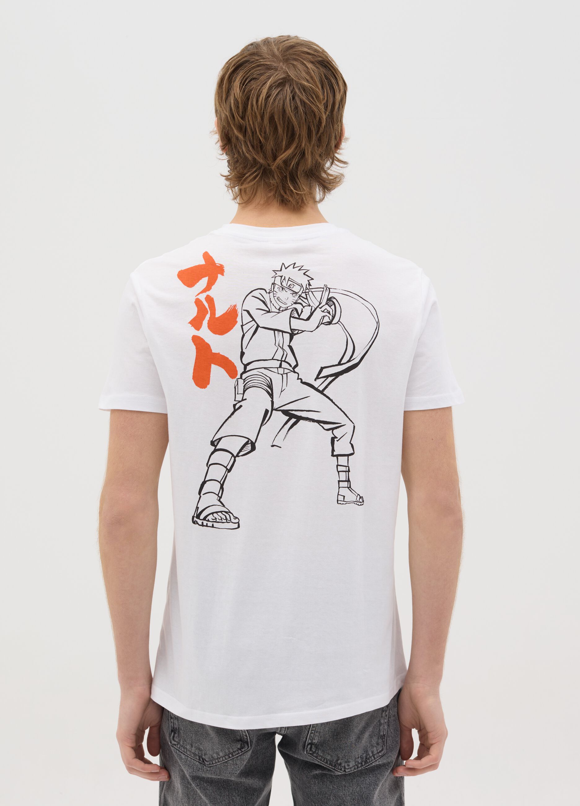 White T-shirt with Naruto print