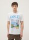 White pure cotton T-shirt with print, regular fit_1