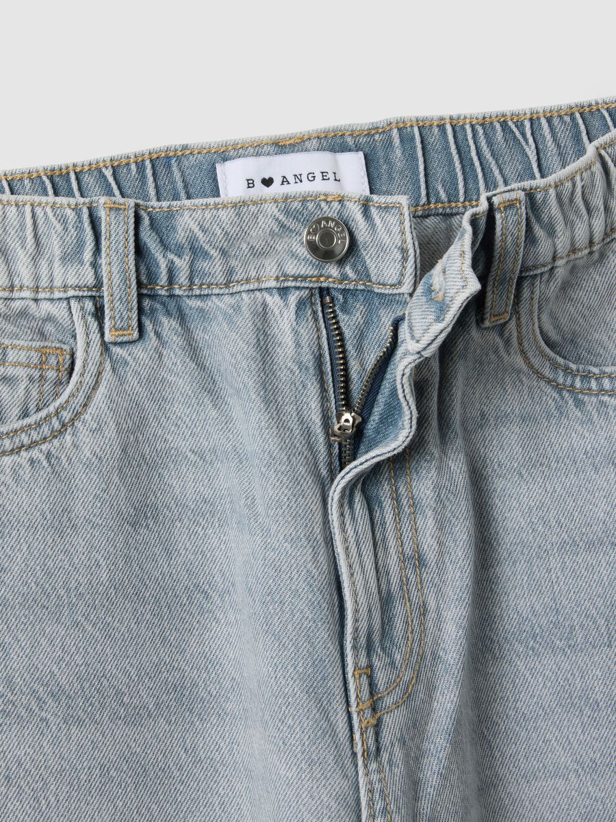 Pure grey denim cotton wide leg jeans_5