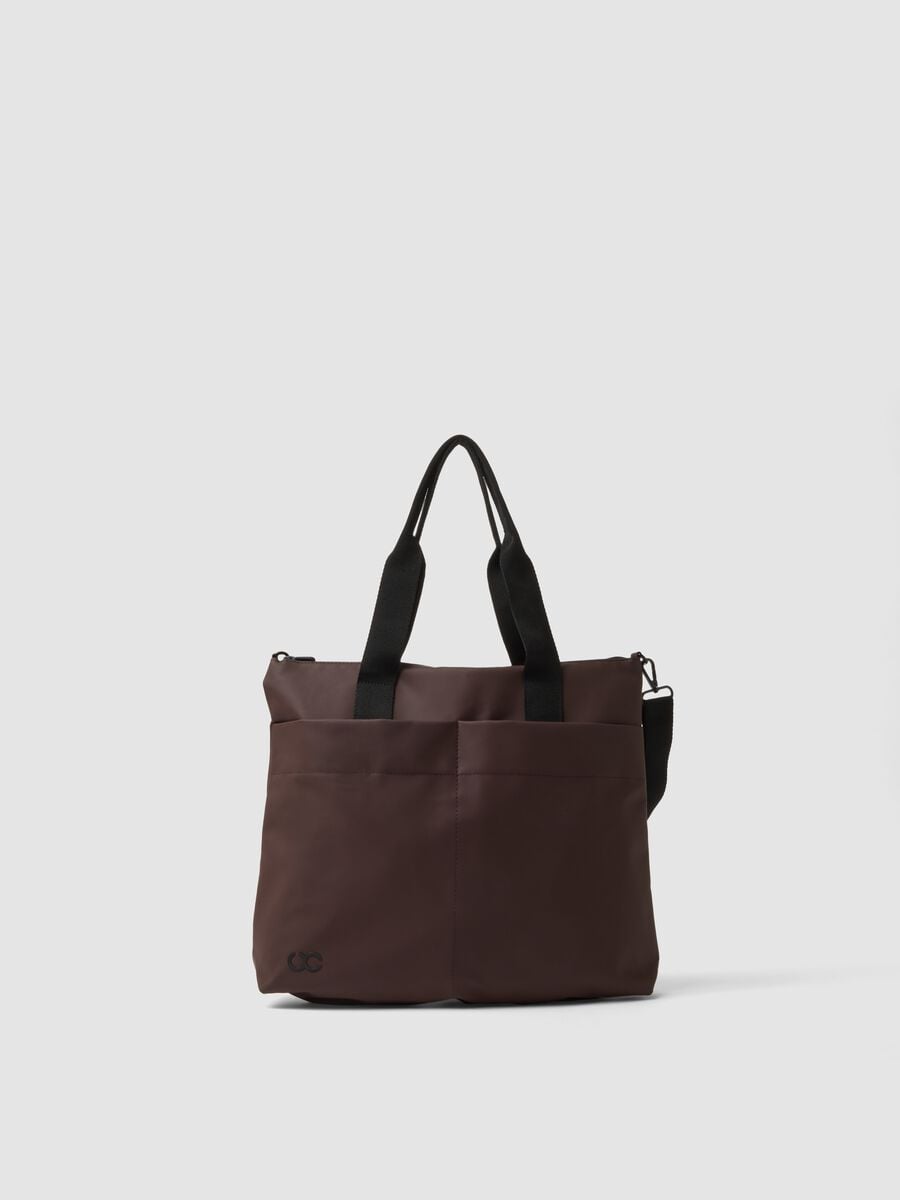 Borsa marrone a mano con tracolla removibile_0