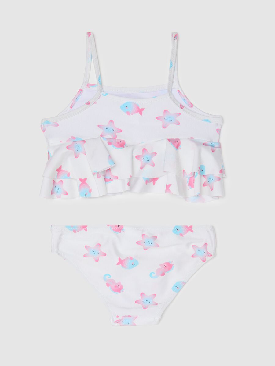 Girls’ bikini in multicoloured stretch fabric with print_1