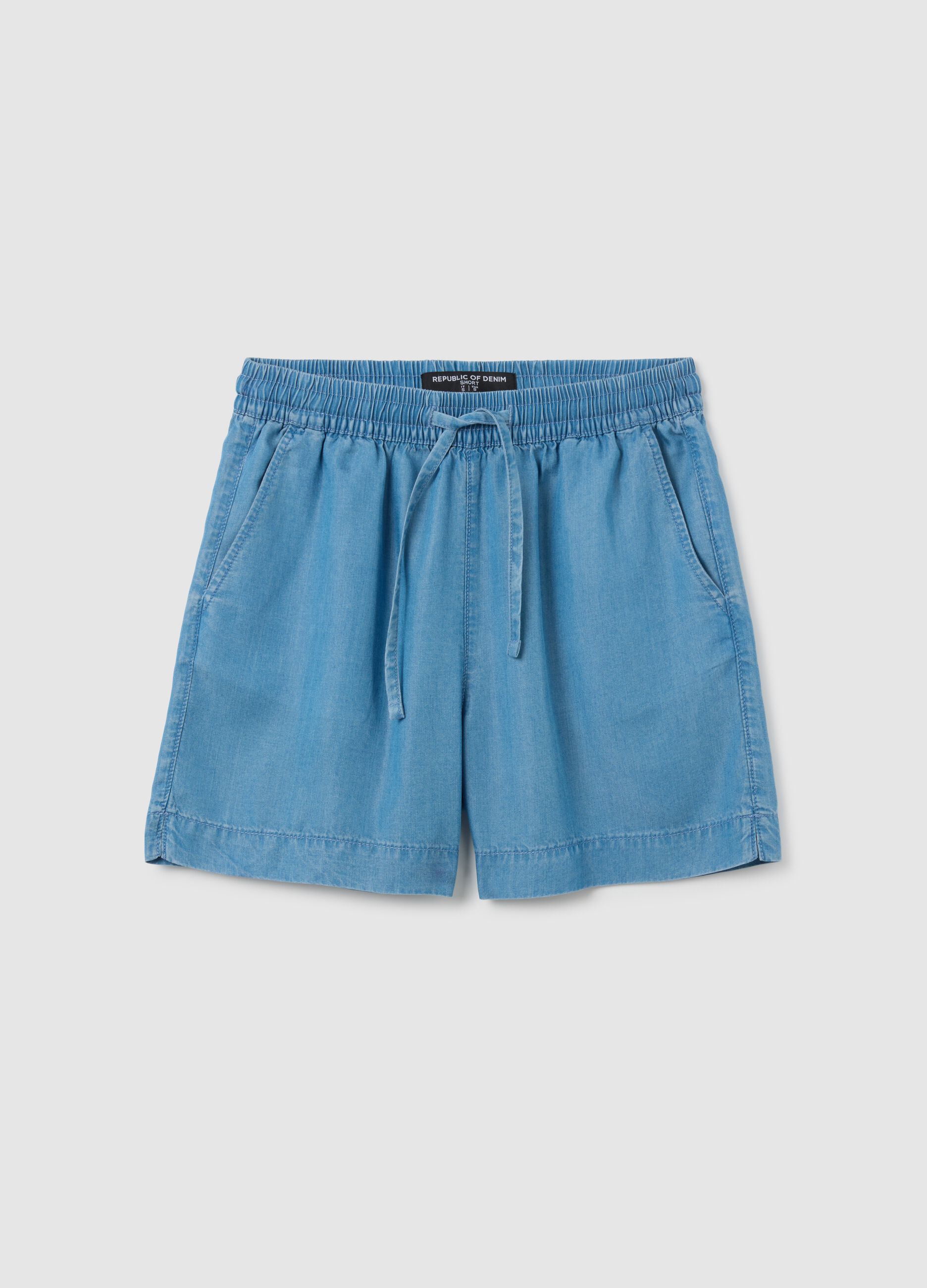 Women's Regular Fit Lyocell Blue Shorts
