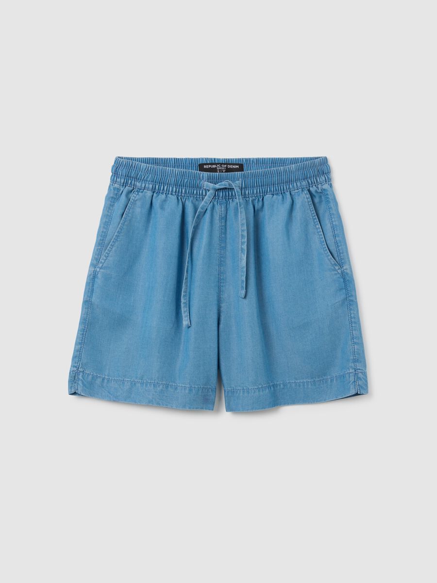 Women's Regular Fit Lyocell Blue Shorts_0