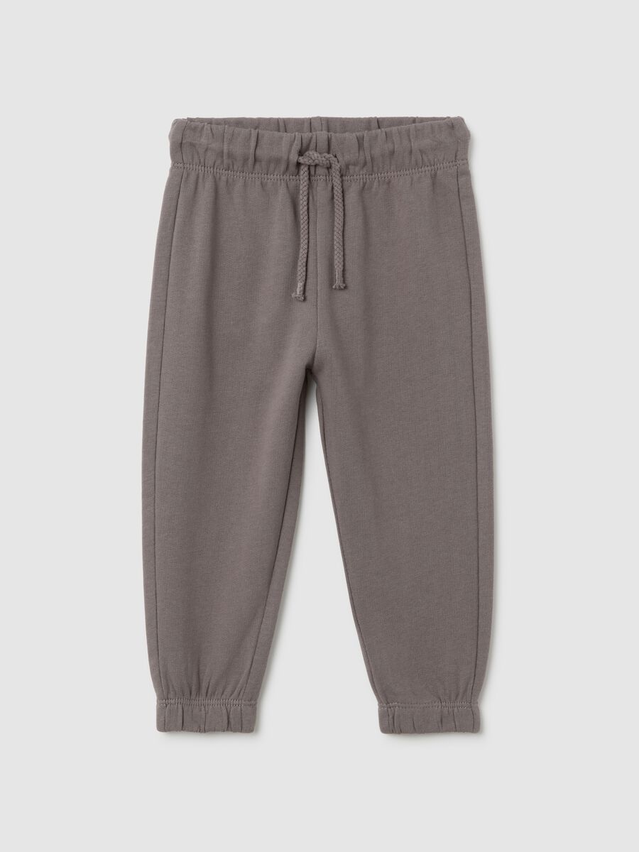 Joggers da bambino in puro cotone grigi regular fit_0