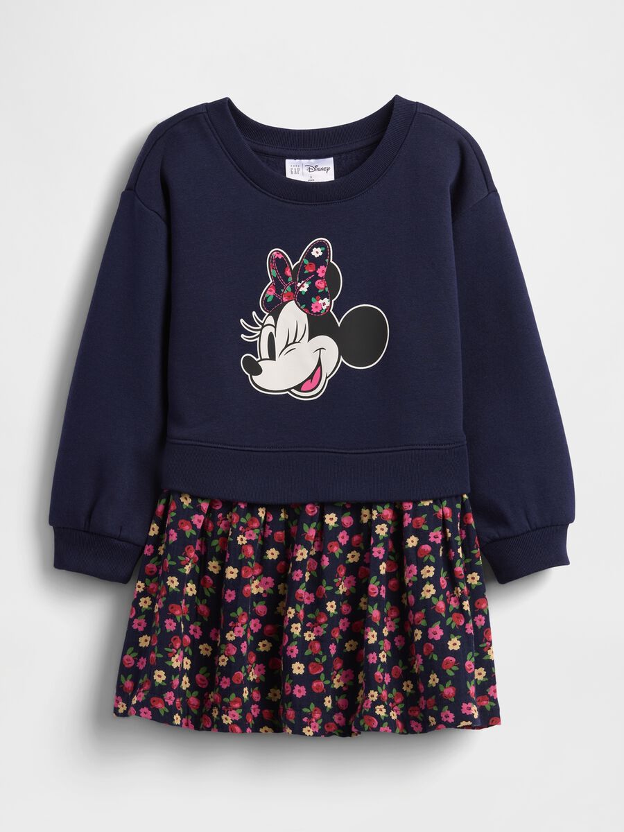 Blue dress with Minnie print and floral skirt_1