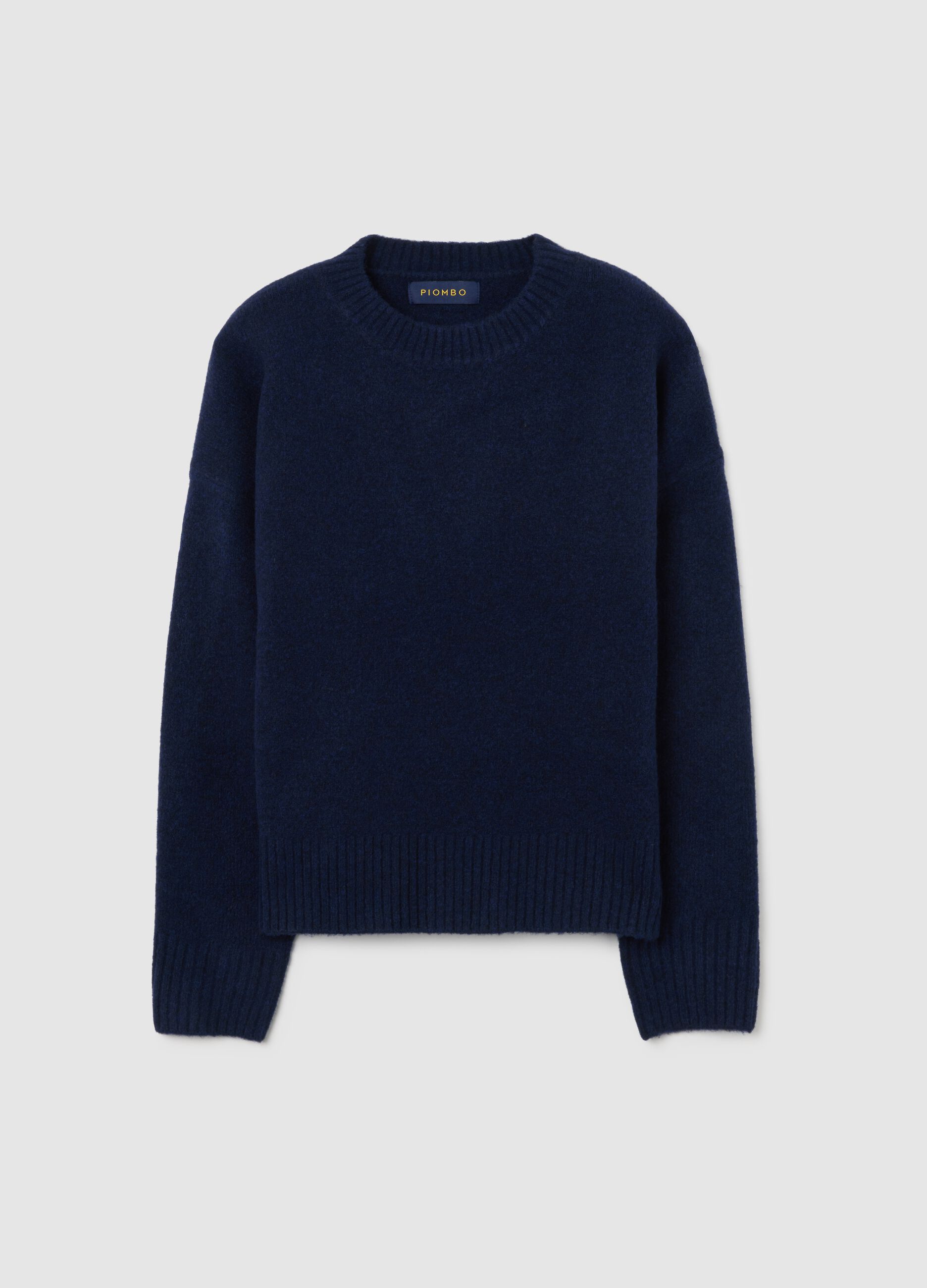 Regular fit blue pullover with round neckline