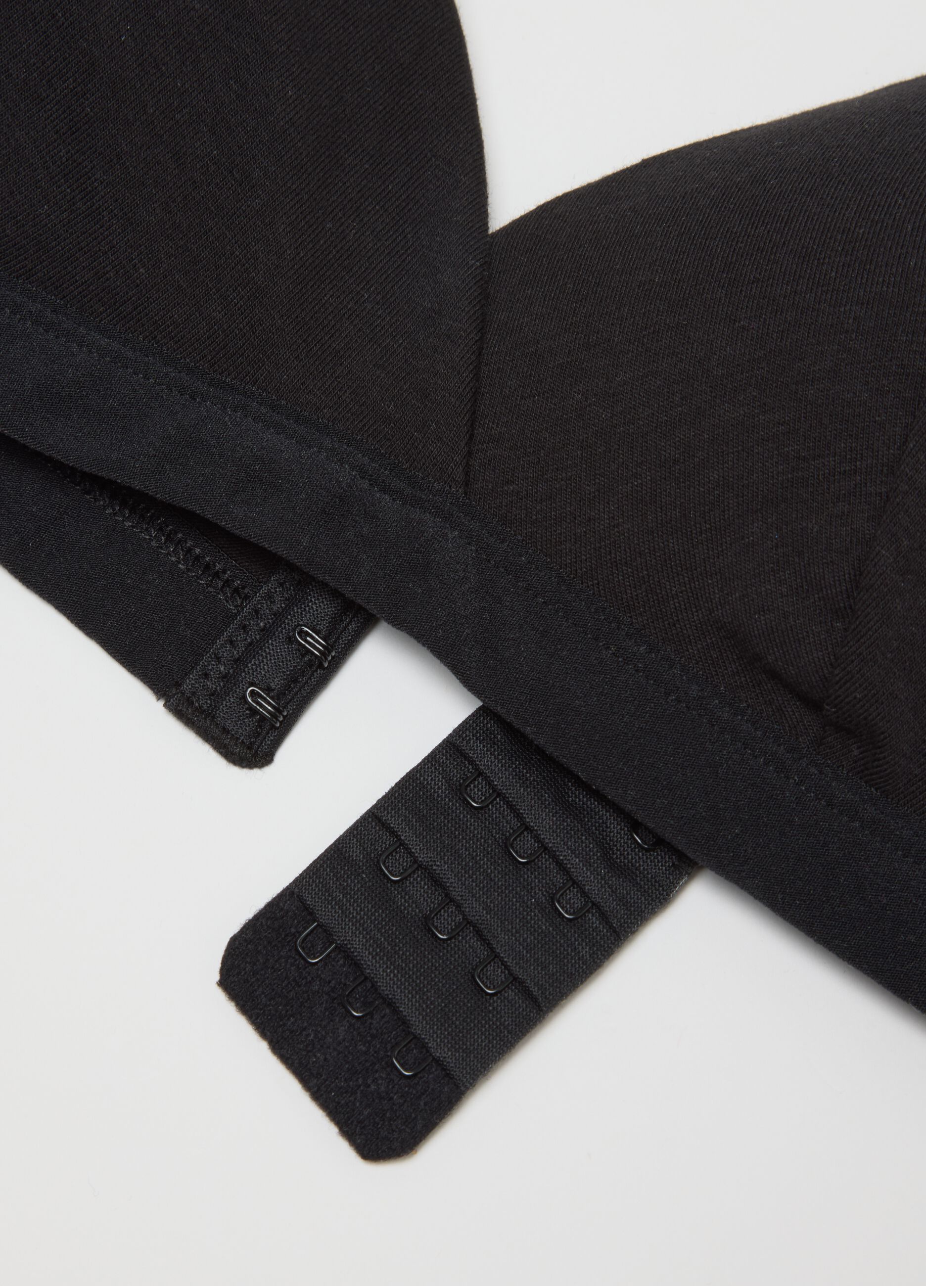 Black stretch cotton bra with thin straps
