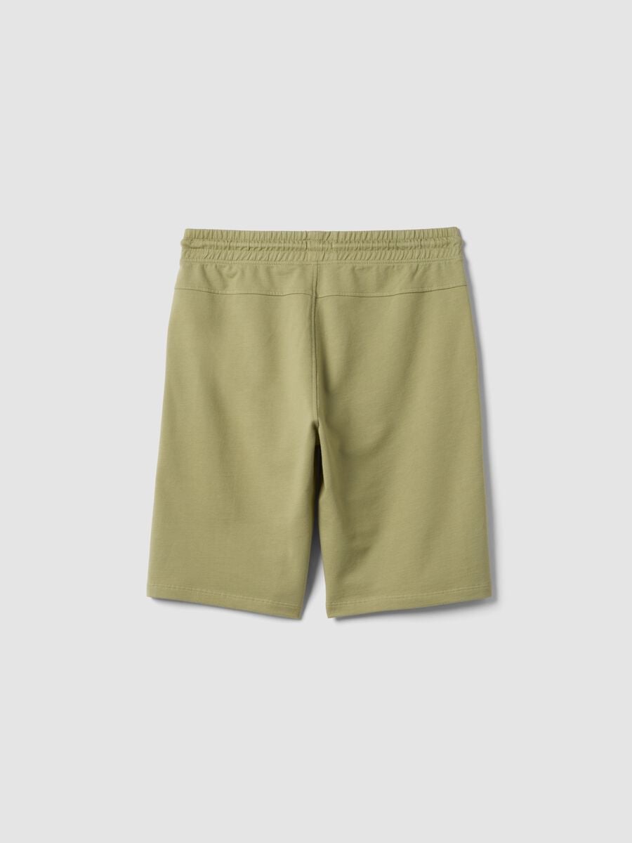 Shorts jogger verdi in puro cotone da ragazzo con vita elasticizzata_4