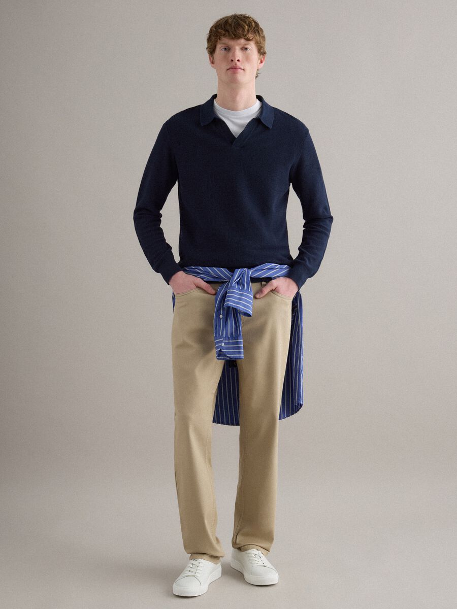 Black Regular Fit Stretch Twill Trousers_0