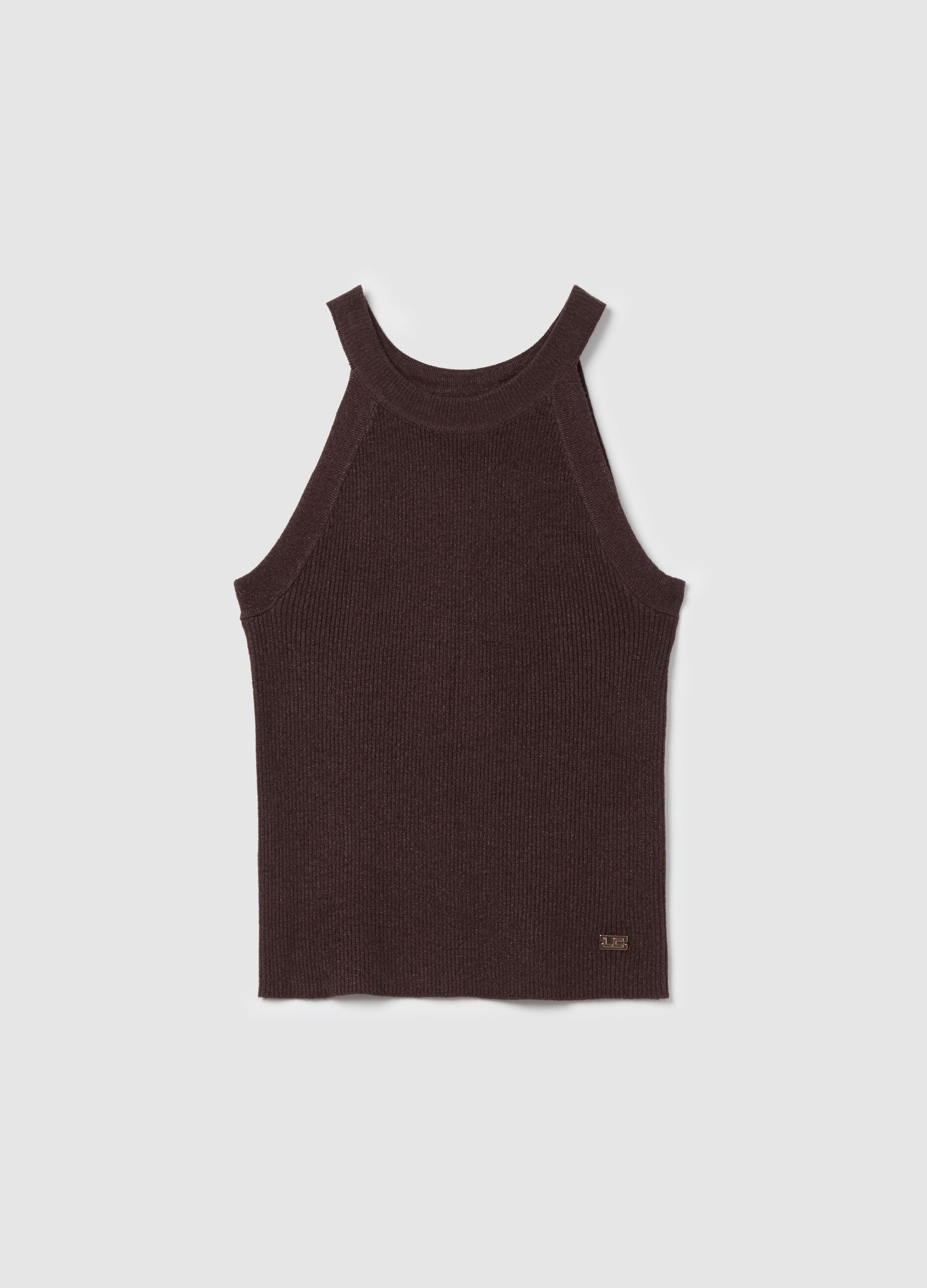 Ribbed tank top with lurex