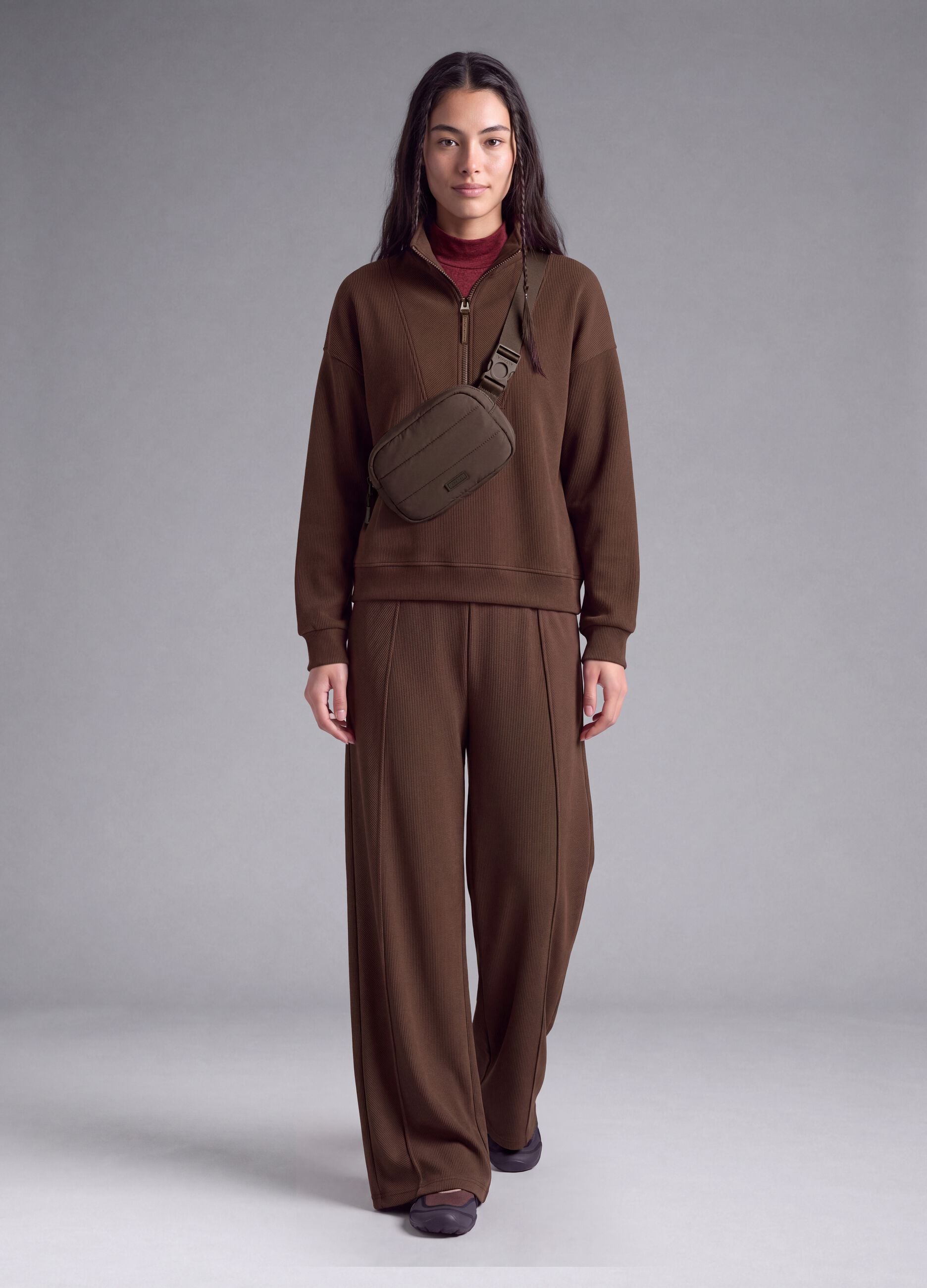Brown stretch modal crew-neck sweatshirt ALTAVIA STUDIO