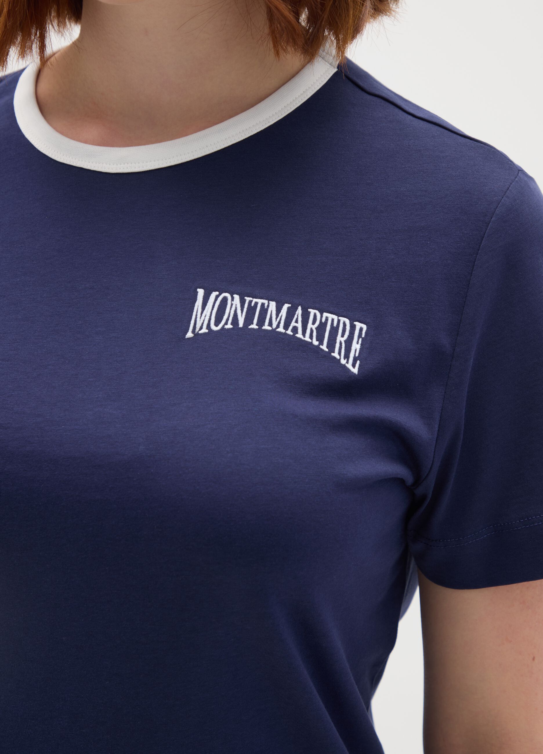 Women's pure cotton blue t-shirt with logo