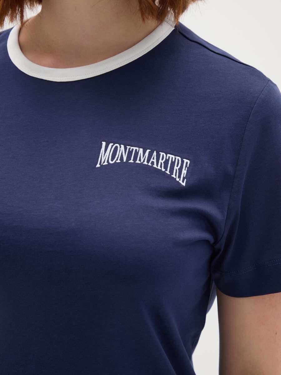 Women's pure cotton blue t-shirt with logo_2