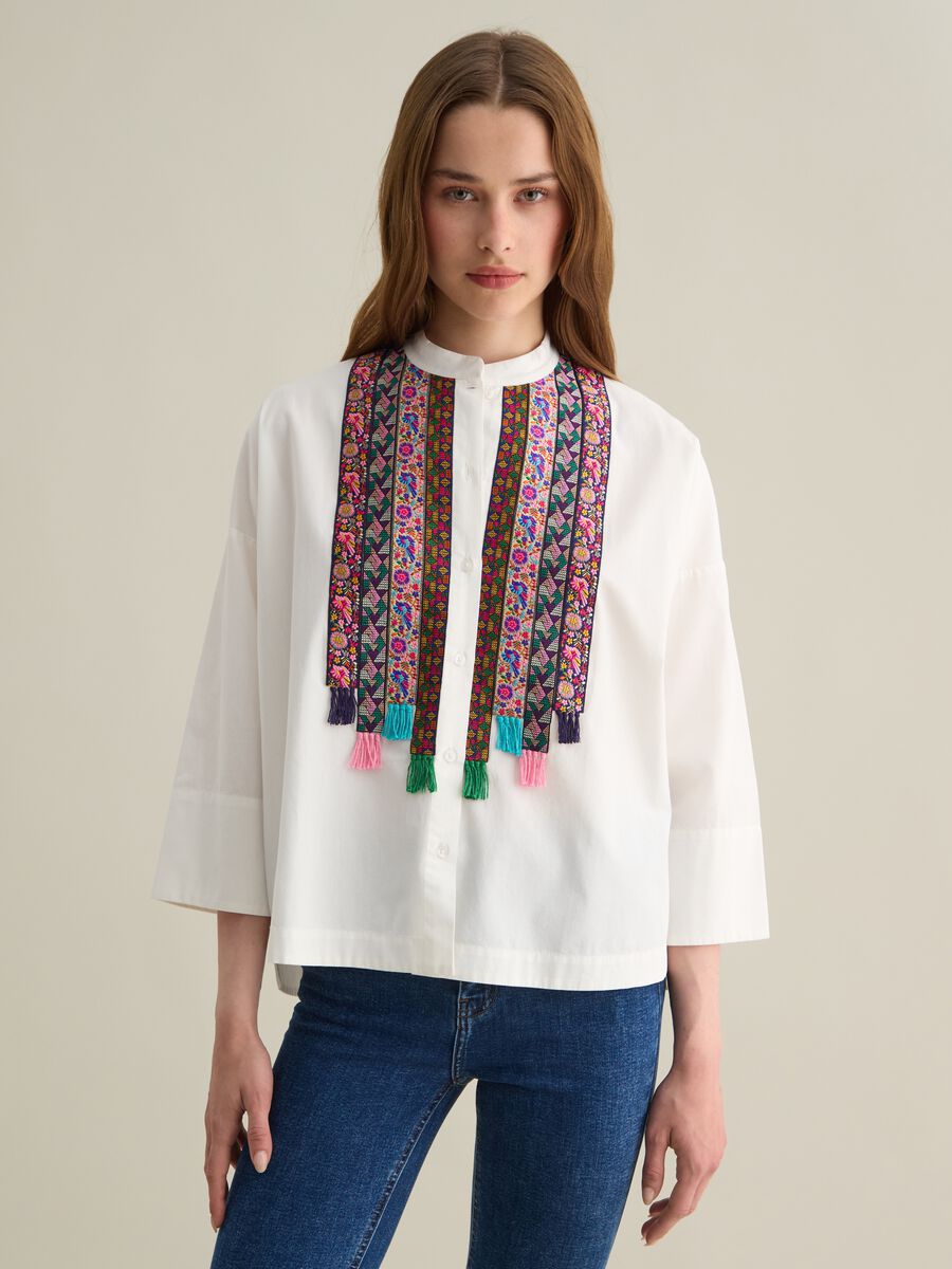 Shirt with Multicolor Piombo Details_0