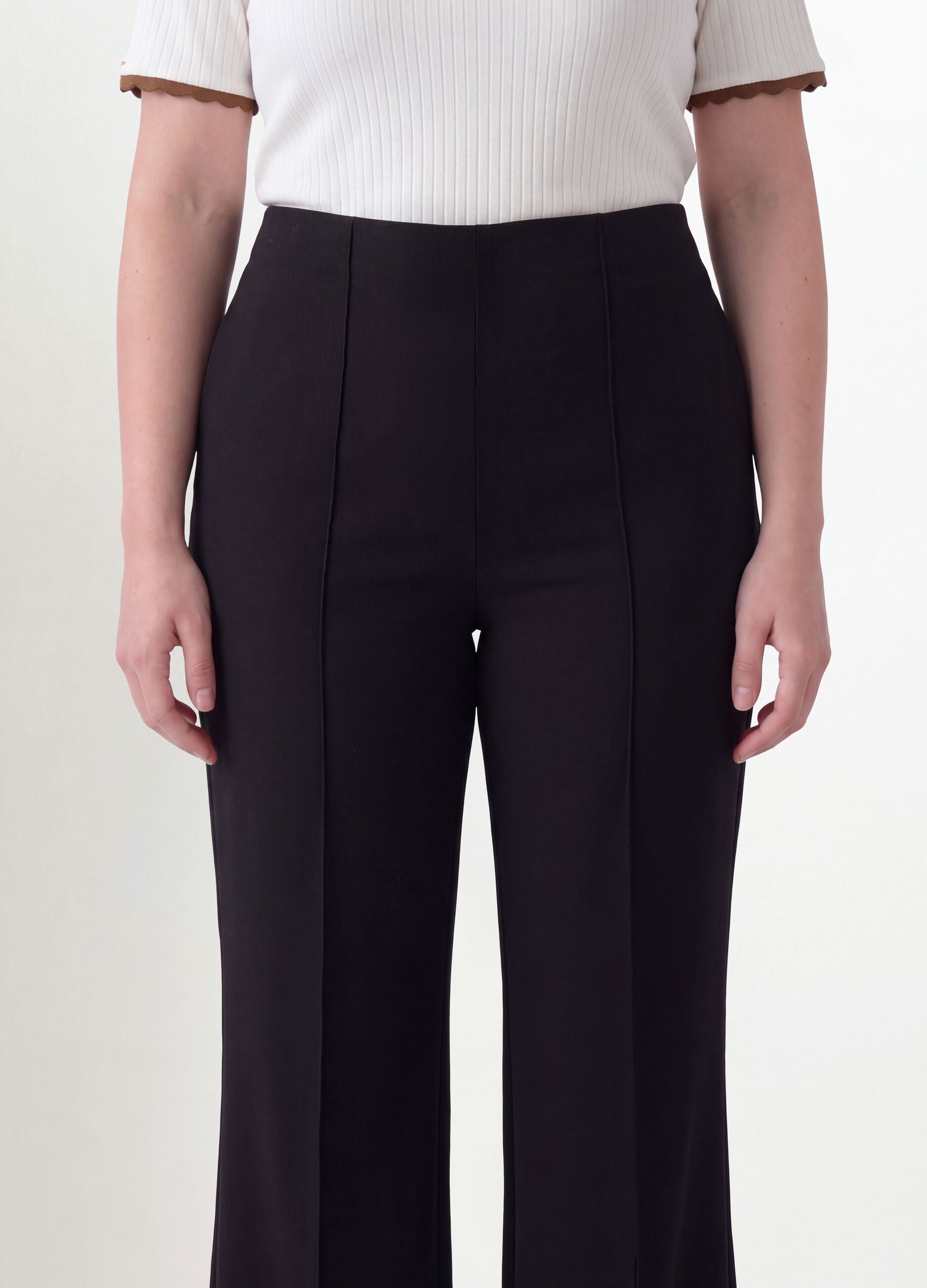 Black flare trousers in stretch viscose