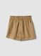 Shorts beige in misto modal con vita elasticizzata paper bag_1