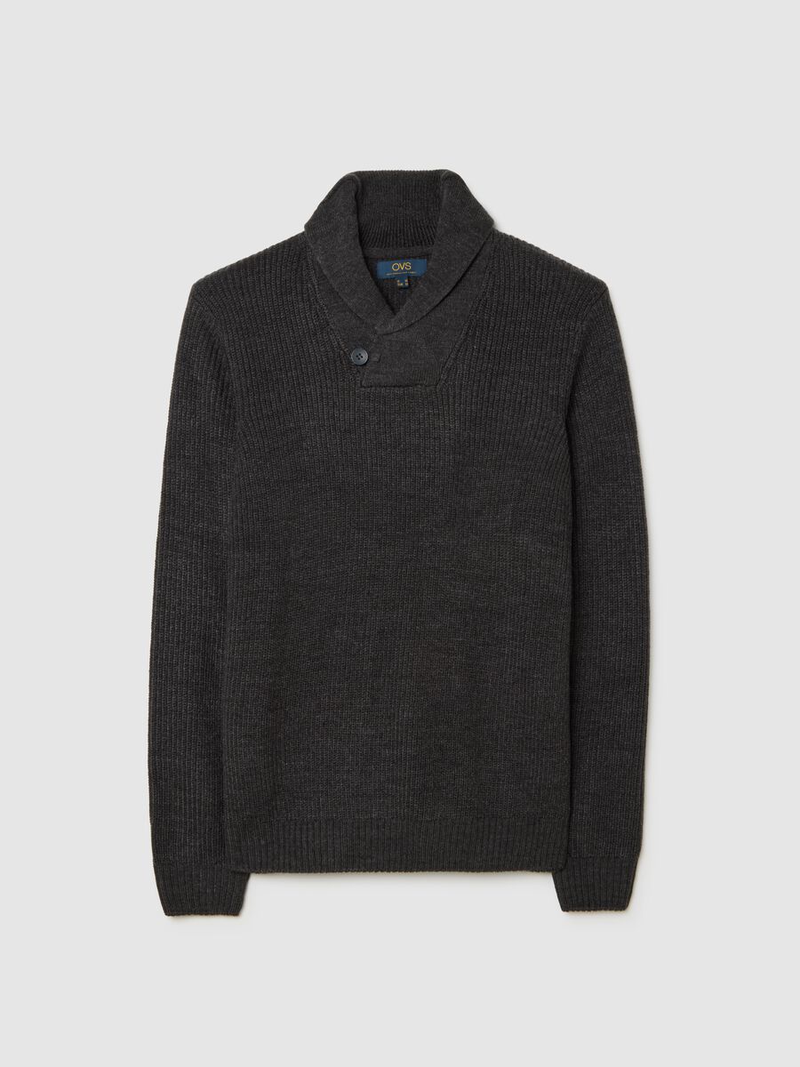 Grey Shawl Collar Sweater Regular Fit_0