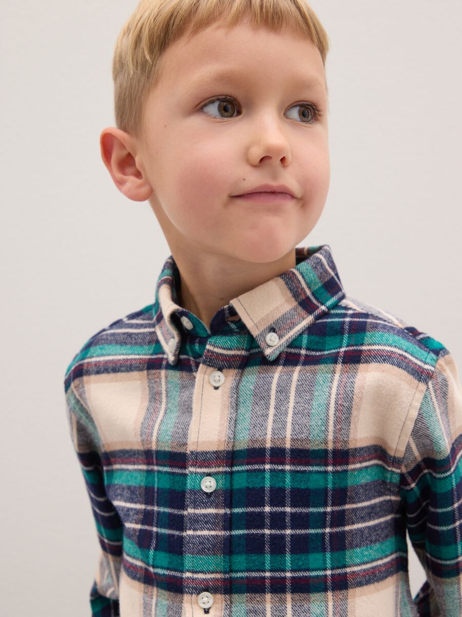 Multi-coloured check shirt for boys in pure cotton regular fit_2
