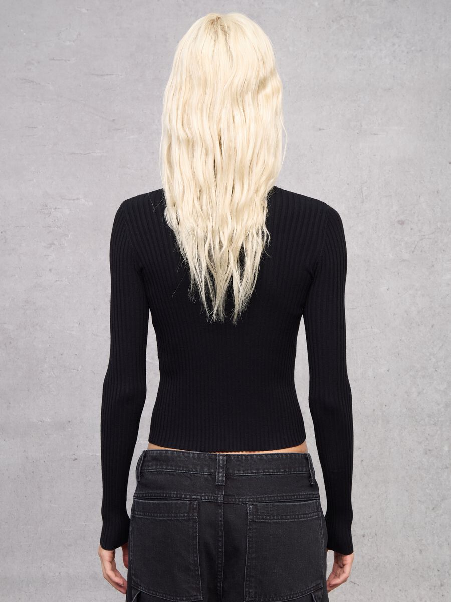 Full-Zip Ribbed Knit Black_4