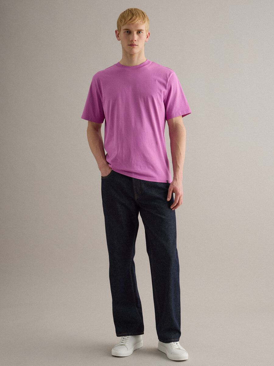 T-shirt girocollo in puro cotone rosa relaxed fit_1