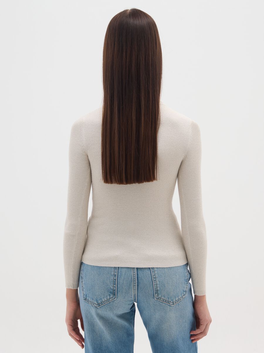 Beige Roll Neck Sweater with Fitted Fit_2