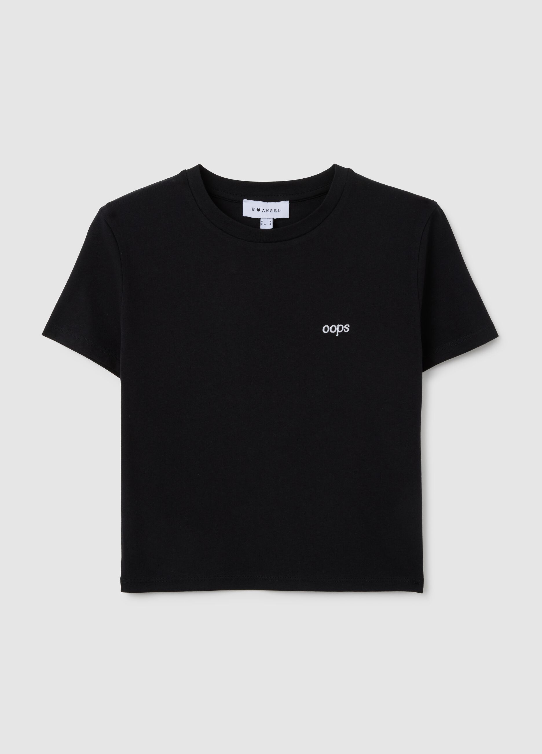Women's black pure cotton T-shirt