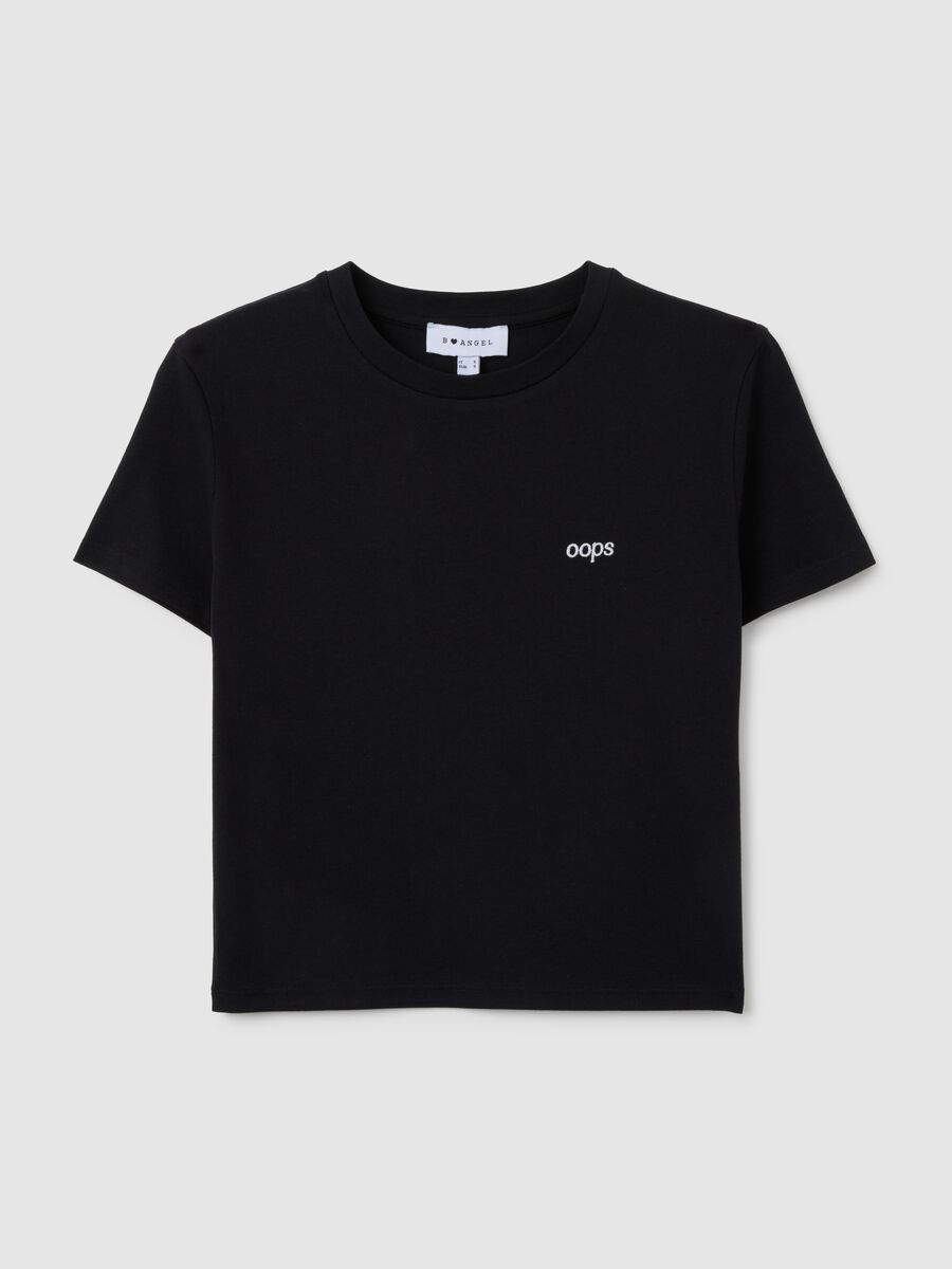 Women's black pure cotton T-shirt_0